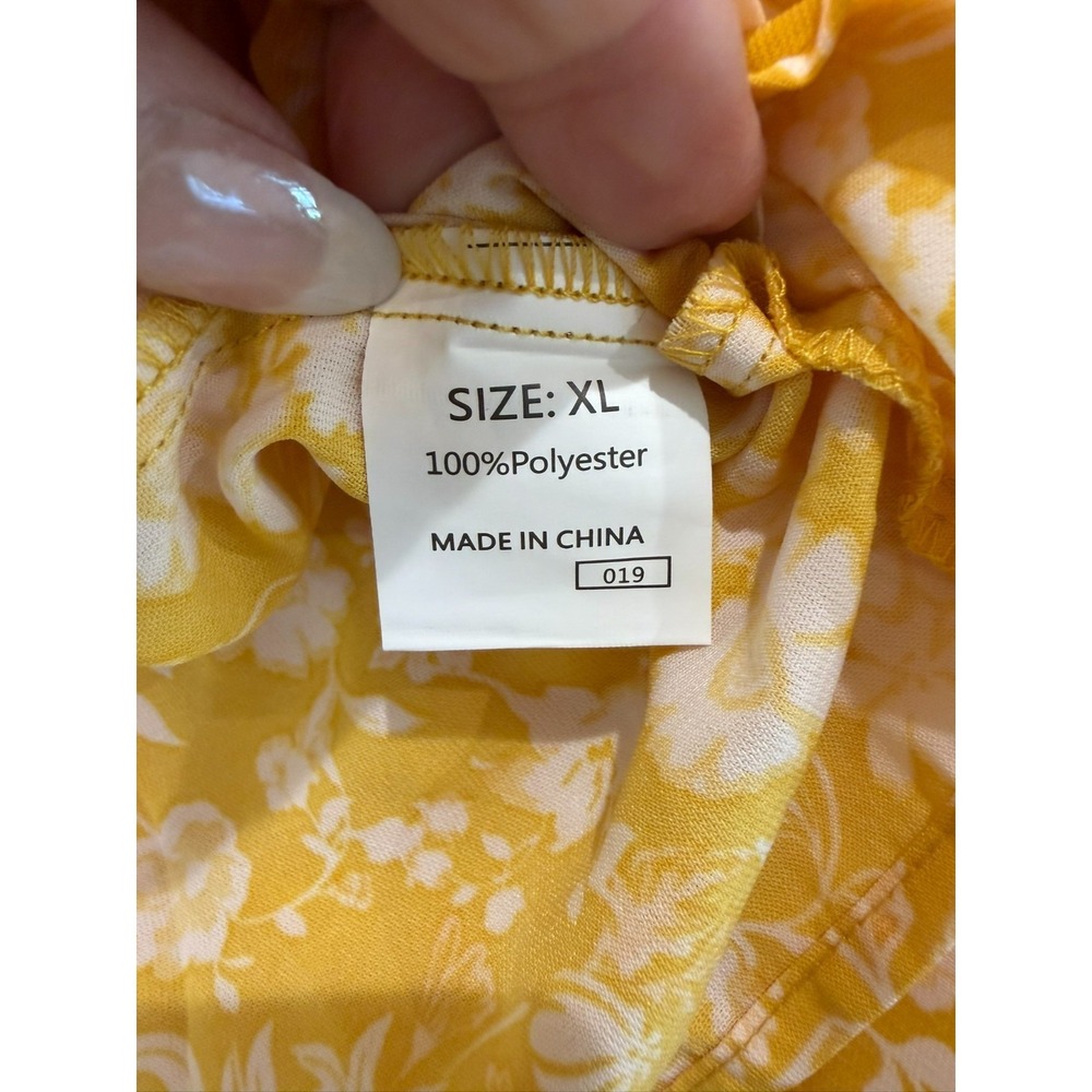 NWT Dokotoo XL Yellow White Long Sleeve Blouse Balloon Sleeve Smocked Cuffs - Picture 7 of 10